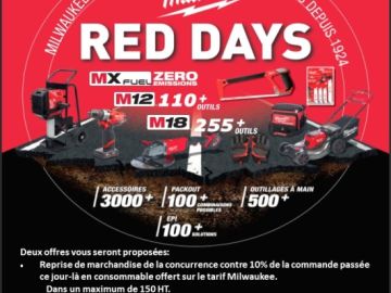 Journée démonstration MILWAUKEE le 4 mai à partir de 9h30!!!
N'hésitez pas à nous rendre visite.
BBQ prévu le midi avec collation!
Merci de nous prévenir de...