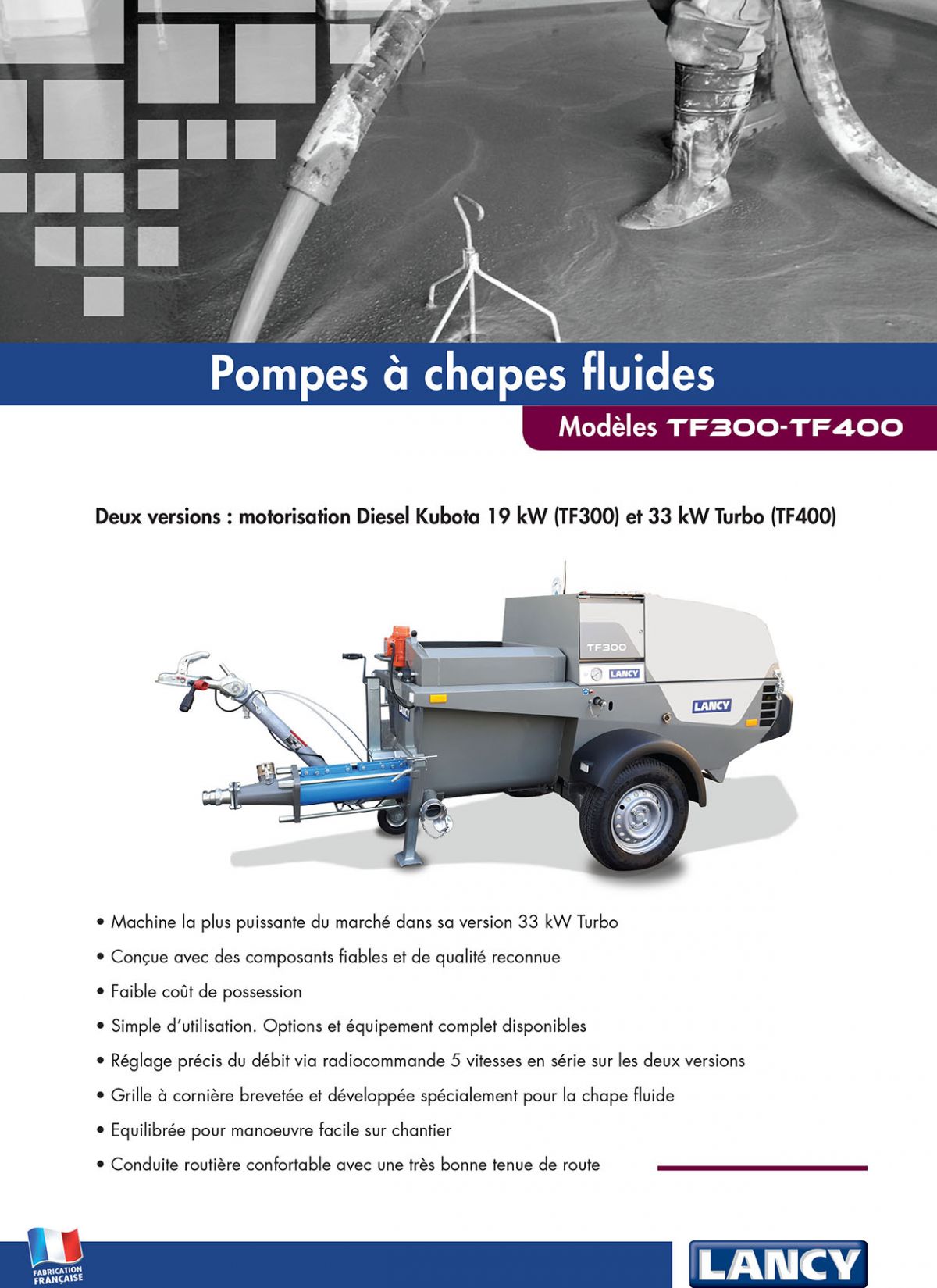 Document technique de la pompe à chape fluide